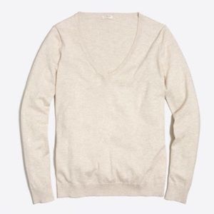 J Crew cream cotton v-neck sweater long sleeved XS